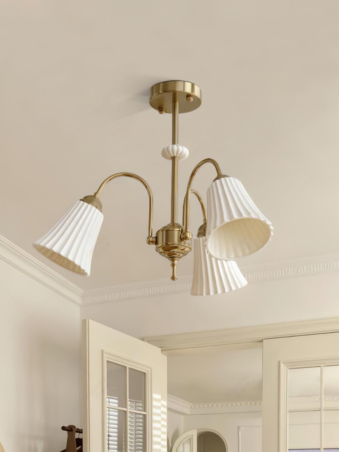 Ceramic Trumpet Chandelier, Medieval-Inspired Design