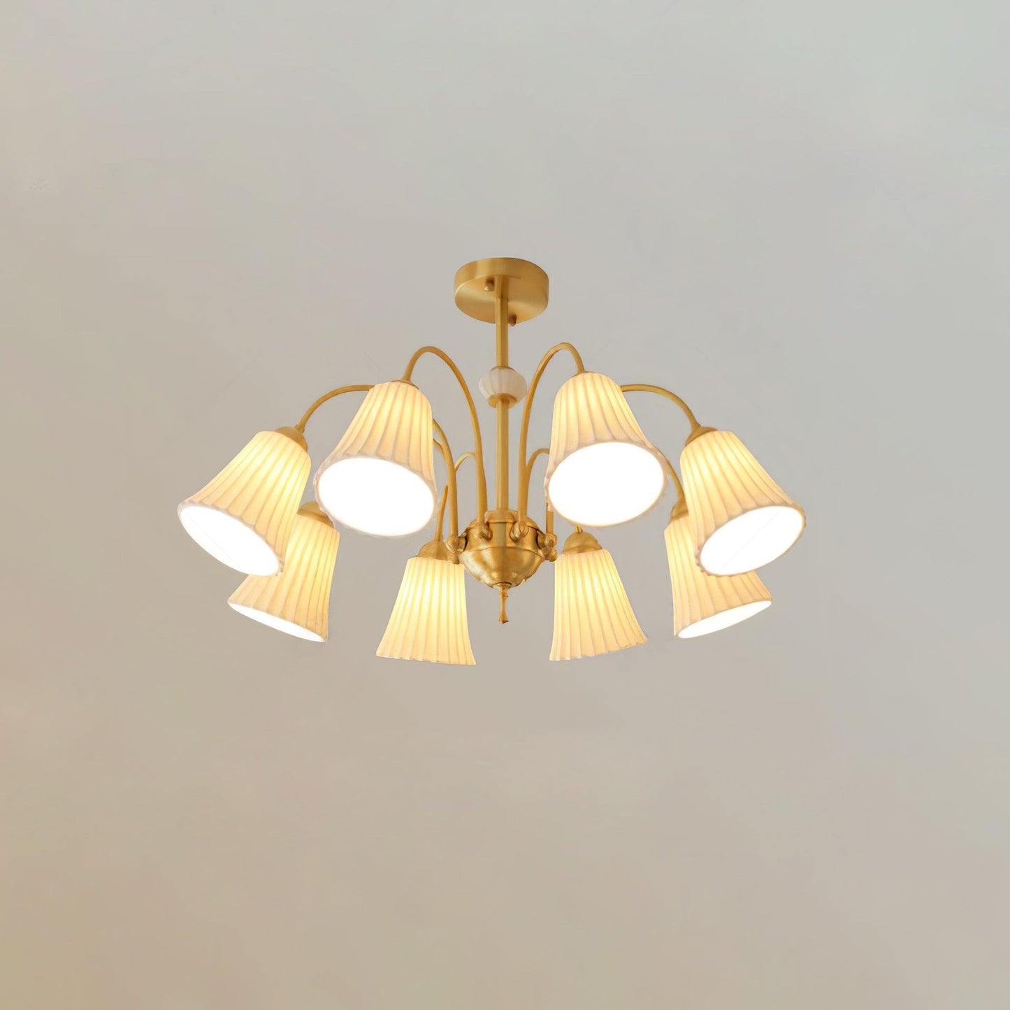 Ceramic Trumpet Chandelier, Medieval-Inspired Design — detail view