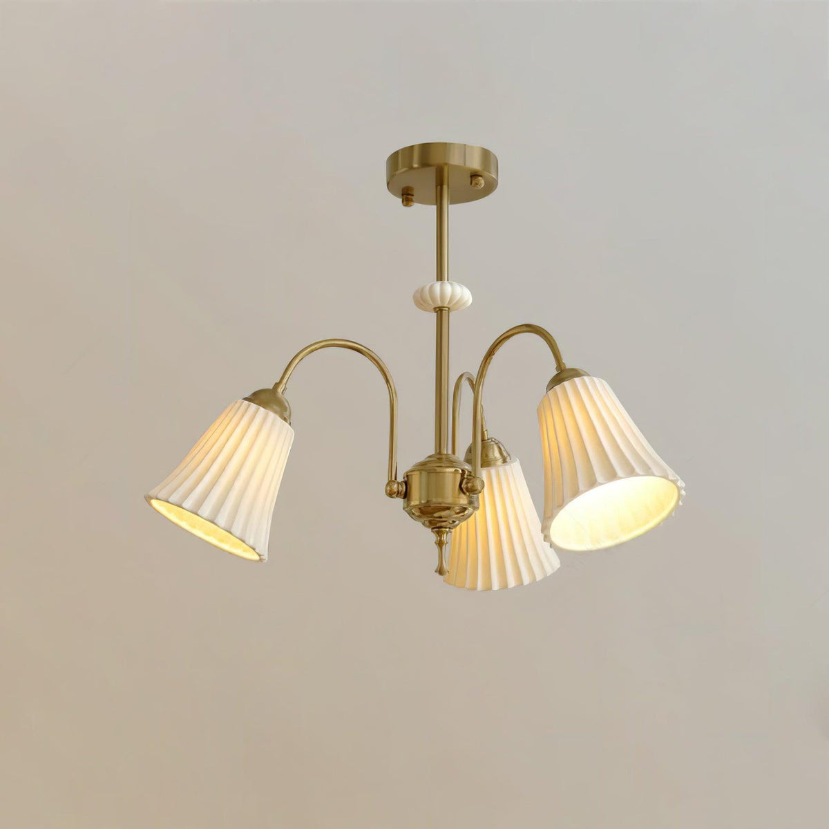 Ceramic Trumpet Chandelier, Medieval-Inspired Design — front view