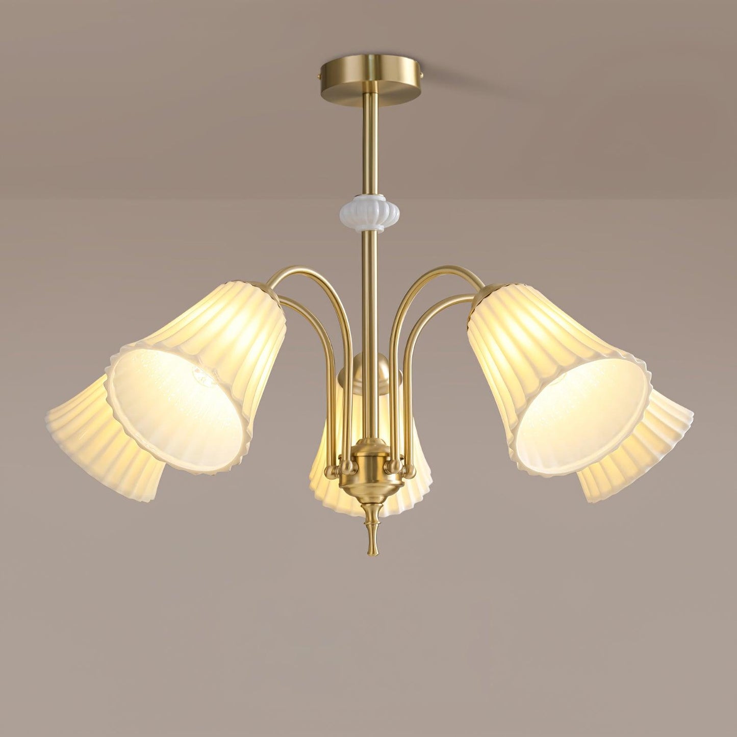 Ceramic Trumpet Chandelier, Medieval-Inspired Design