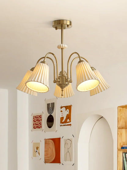 Ceramic Trumpet Chandelier, Medieval-Inspired Design