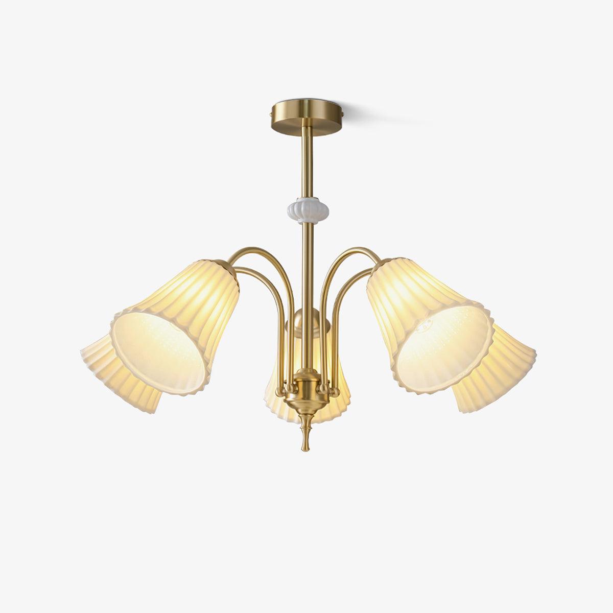 Ceramic Trumpet Chandelier, Medieval-Inspired Design — alternate angle