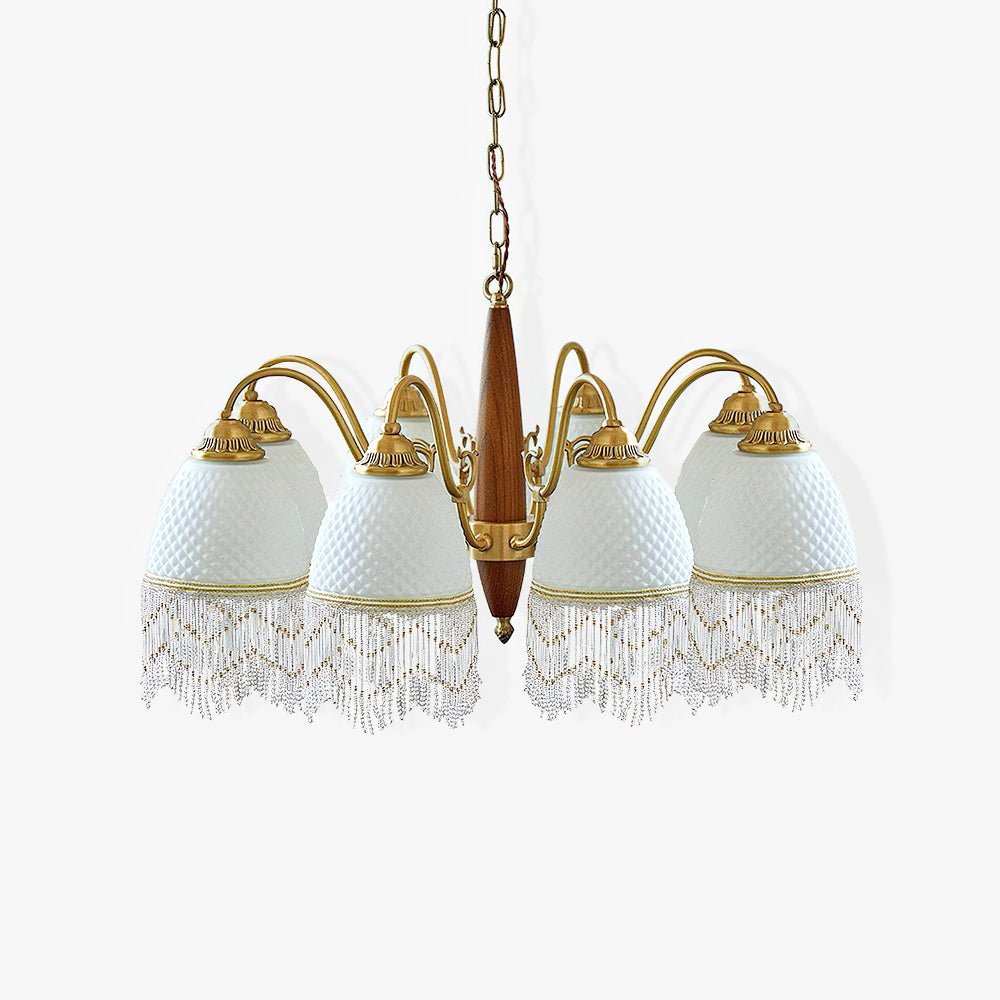Mesh Tassel Glass Chandelier with Adjustable Height