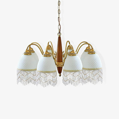 Mesh Tassel Glass Chandelier with Adjustable Height