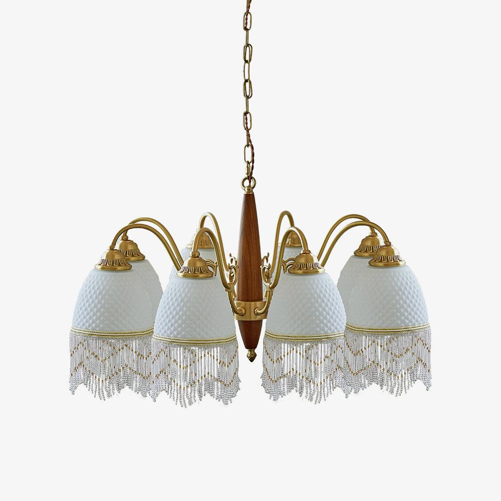 Mesh Tassel Glass Chandelier with Adjustable Height — alternate angle