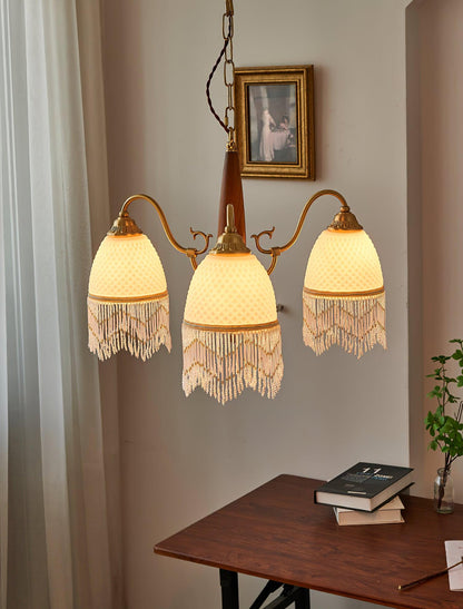 Mesh Tassel Glass Chandelier with Adjustable Height