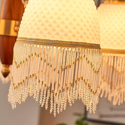 Mesh Tassel Glass Chandelier with Adjustable Height