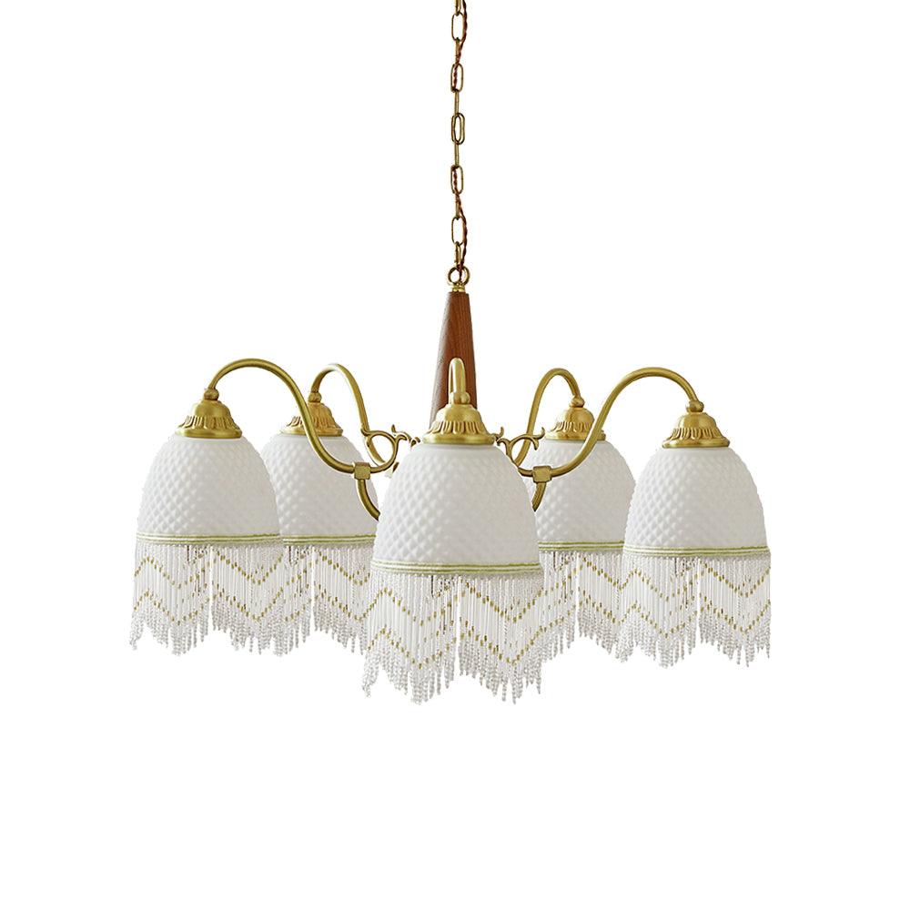 Mesh Tassel Glass Chandelier with Adjustable Height — side view
