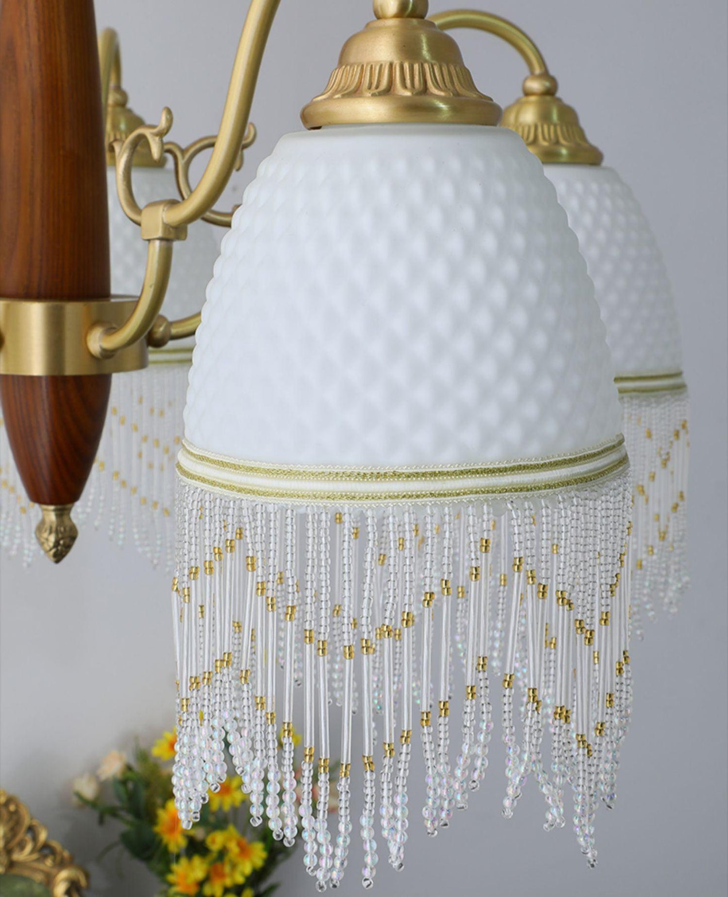 Mesh Tassel Glass Chandelier with Adjustable Height