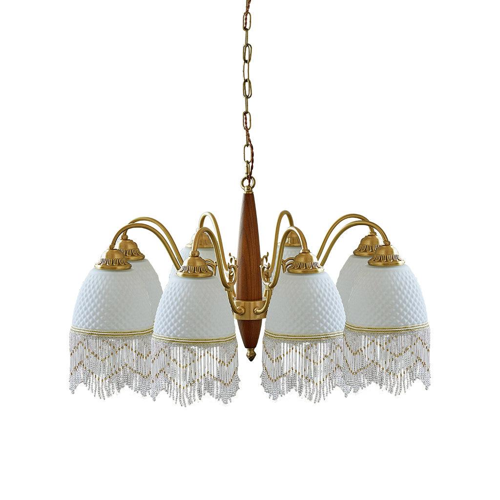 Mesh Tassel Glass Chandelier with Adjustable Height — detail view
