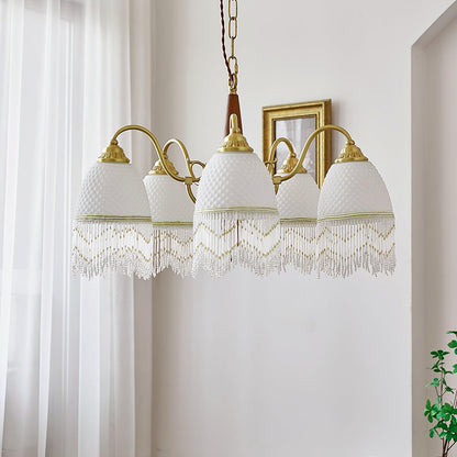 Mesh Tassel Glass Chandelier with Adjustable Height