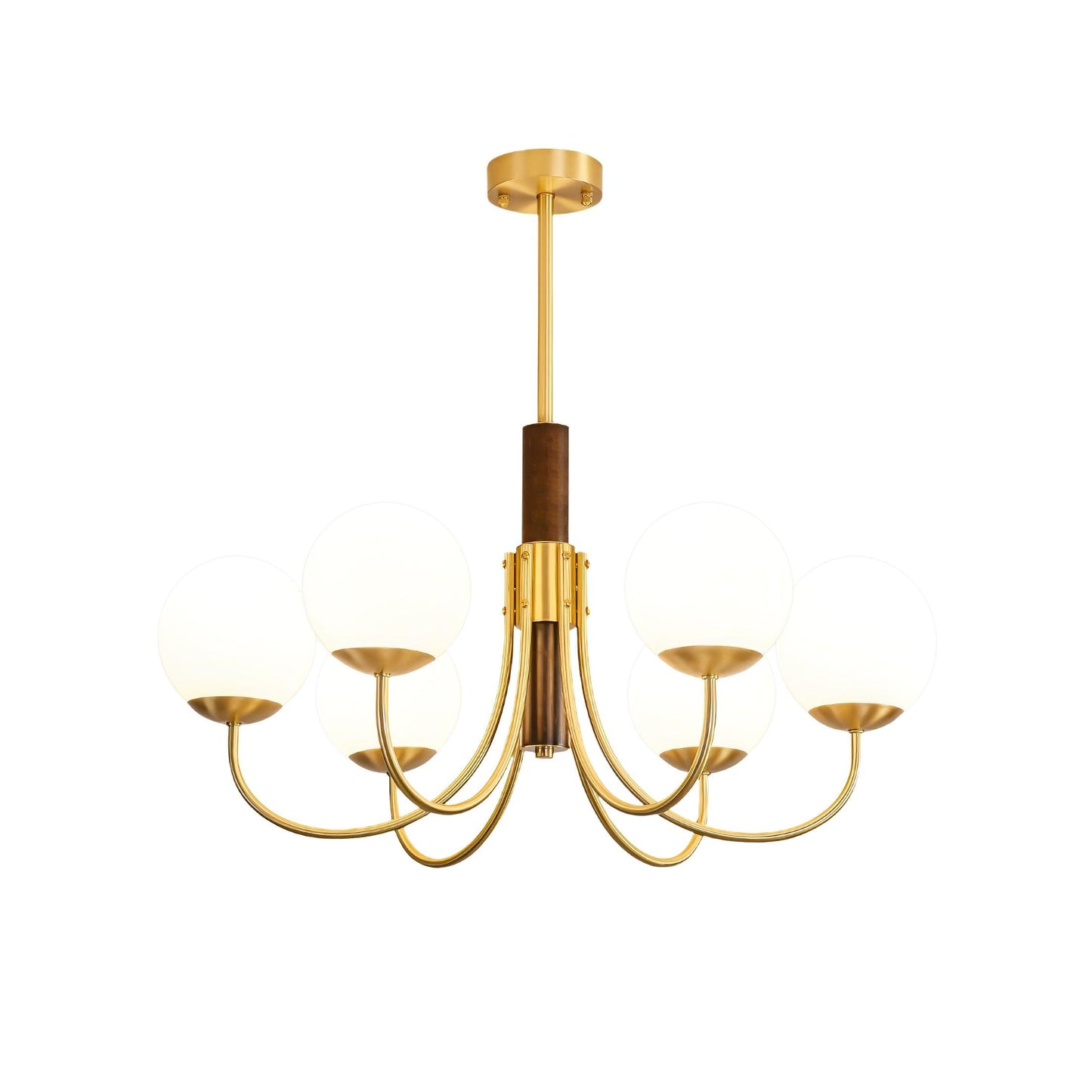 Midas Touch Walnut Sphere Chandelier with Adjustable Height