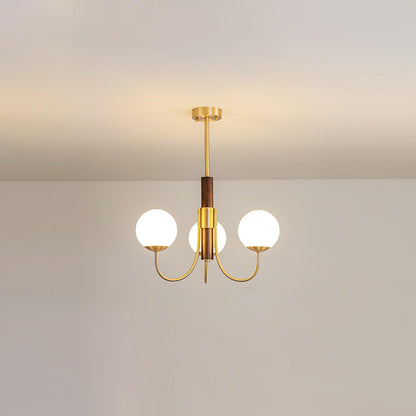 Midas Touch Walnut Sphere Chandelier with Adjustable Height