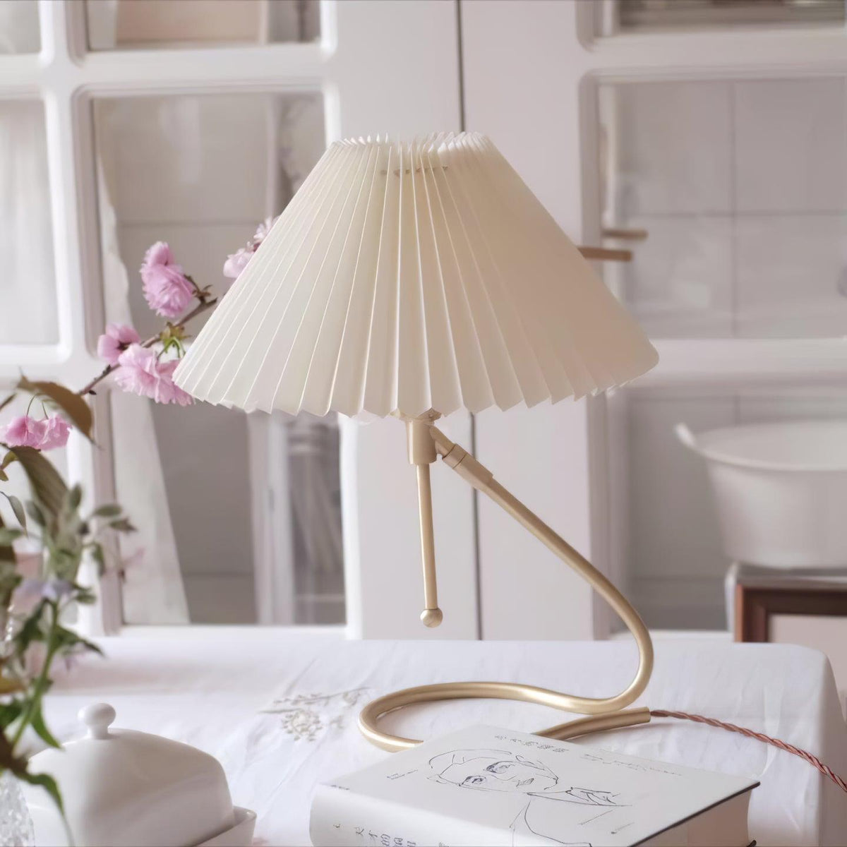 Pleated Table Lamp with Adjustable Brightness — lifestyle view