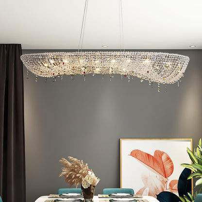 Round Crystal Chandelier, Dimmable LED