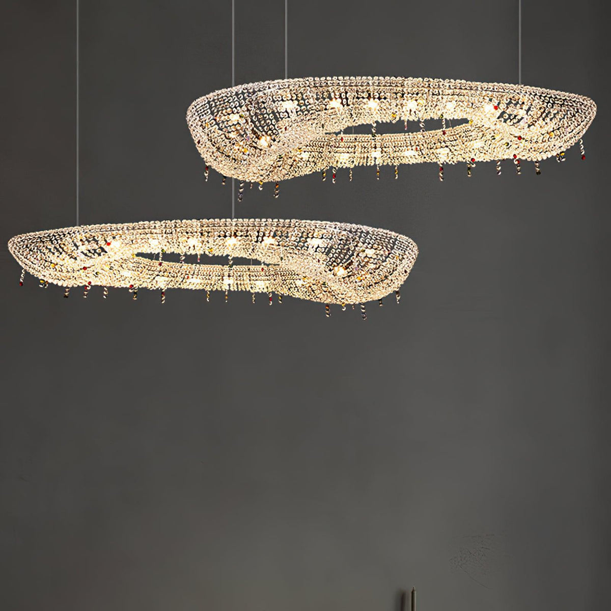 Round Crystal Chandelier, Dimmable LED