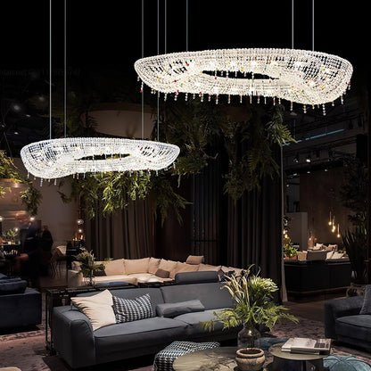 Round Crystal Chandelier, Dimmable LED