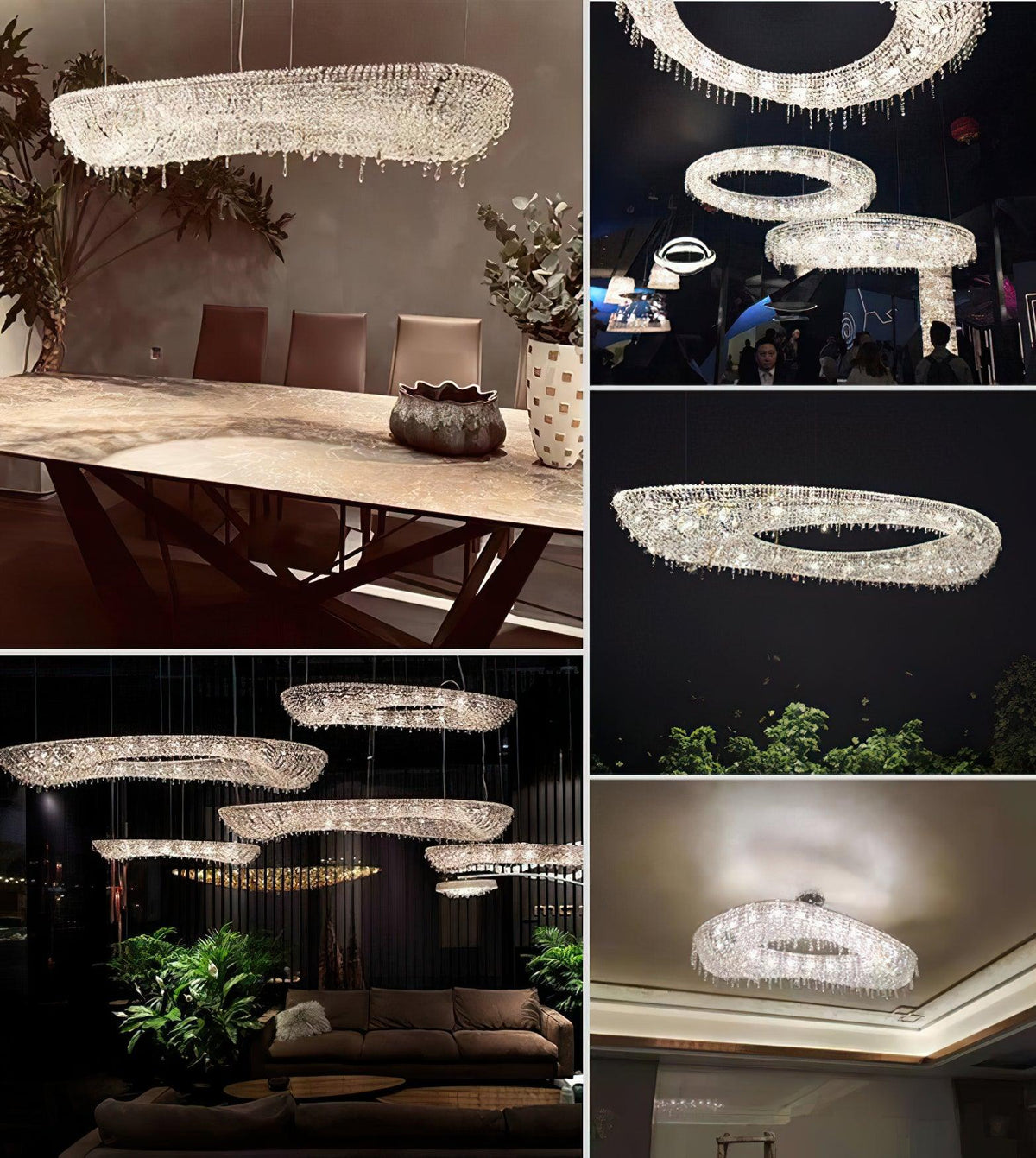 Round Crystal Chandelier, Dimmable LED