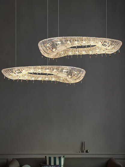 Round Crystal Chandelier, Dimmable LED