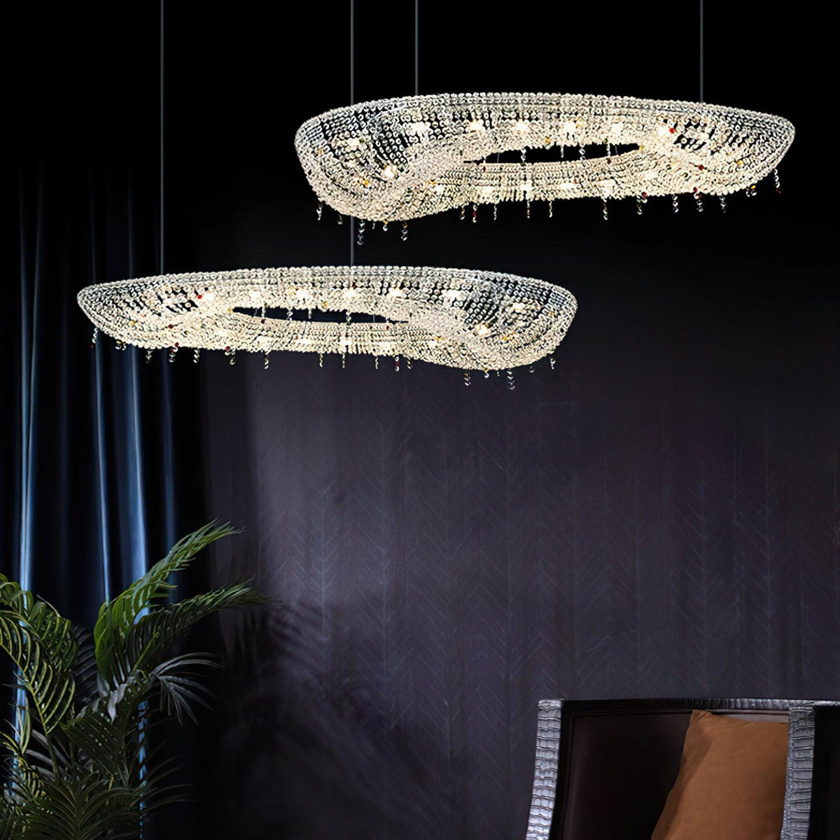 Round Crystal Chandelier, Dimmable LED