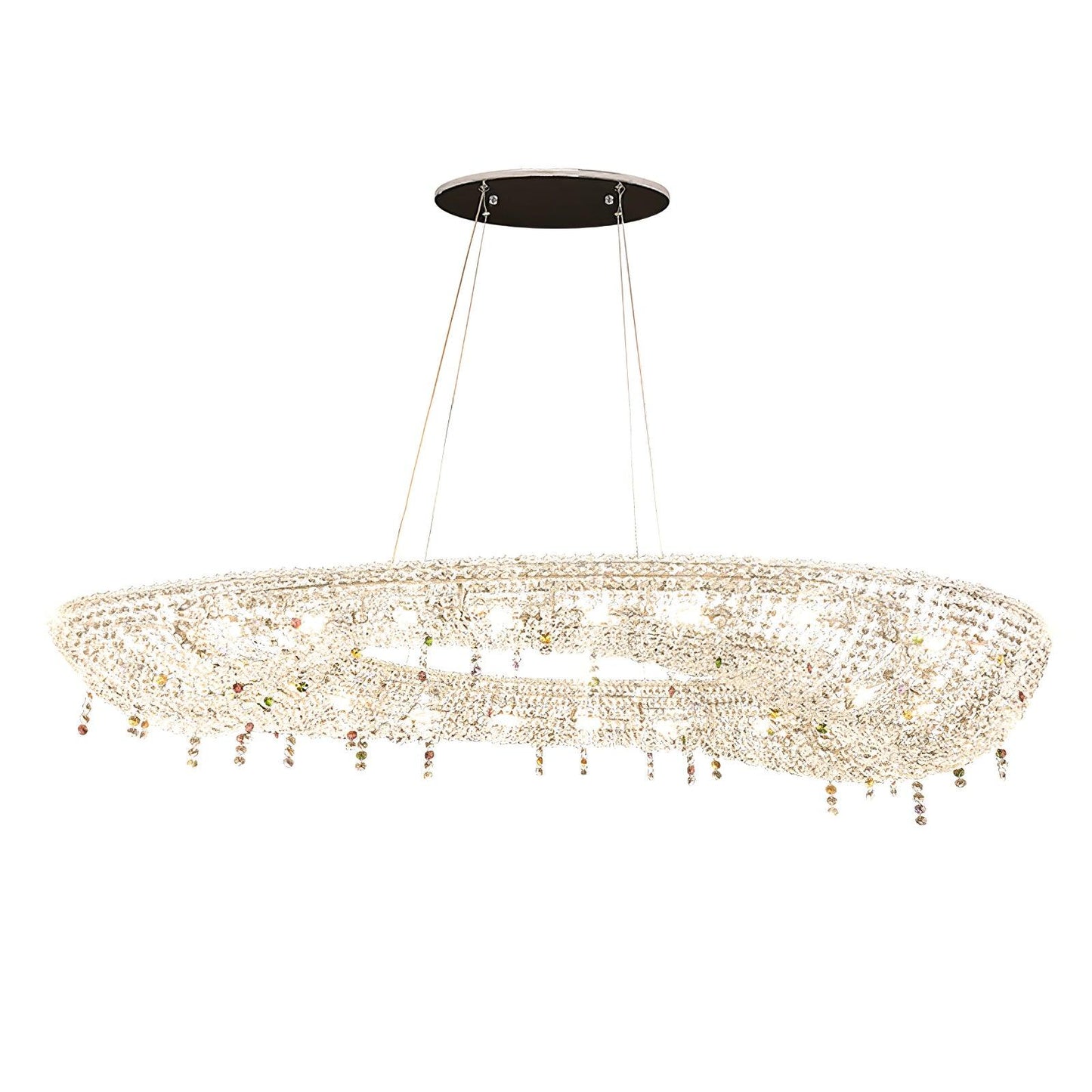 Round Crystal Chandelier, Dimmable LED