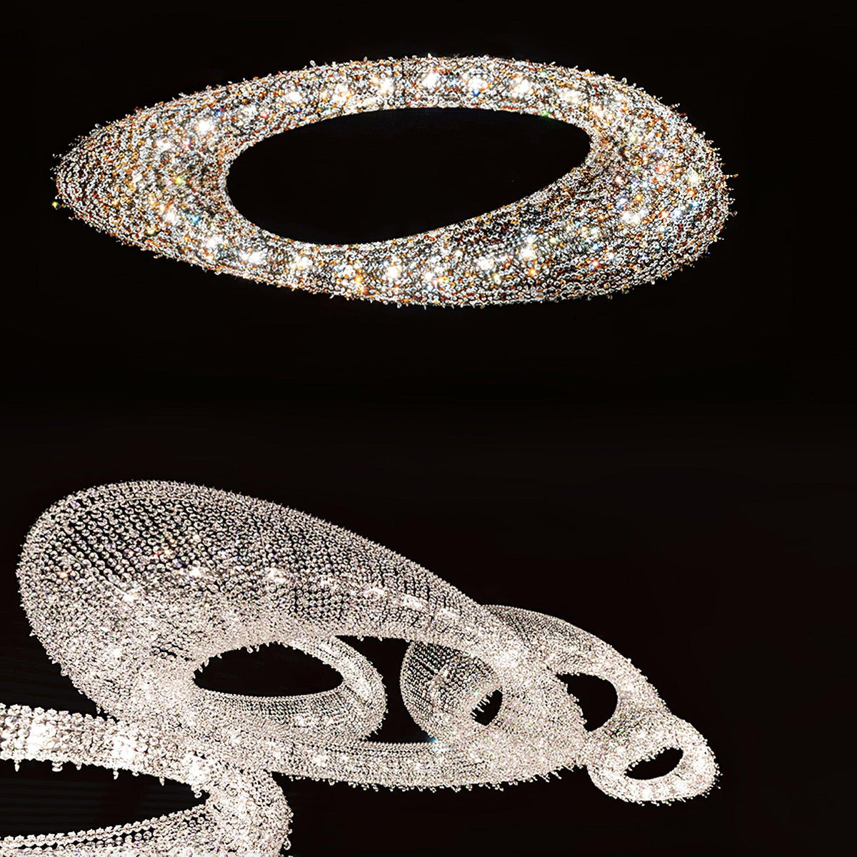 Round Crystal Chandelier, Dimmable LED