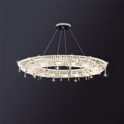 Round Crystal Chandelier, Dimmable LED