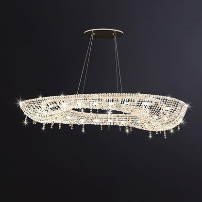 Round Crystal Chandelier, Dimmable LED