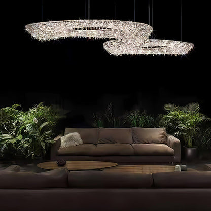 Round Crystal Chandelier, Dimmable LED