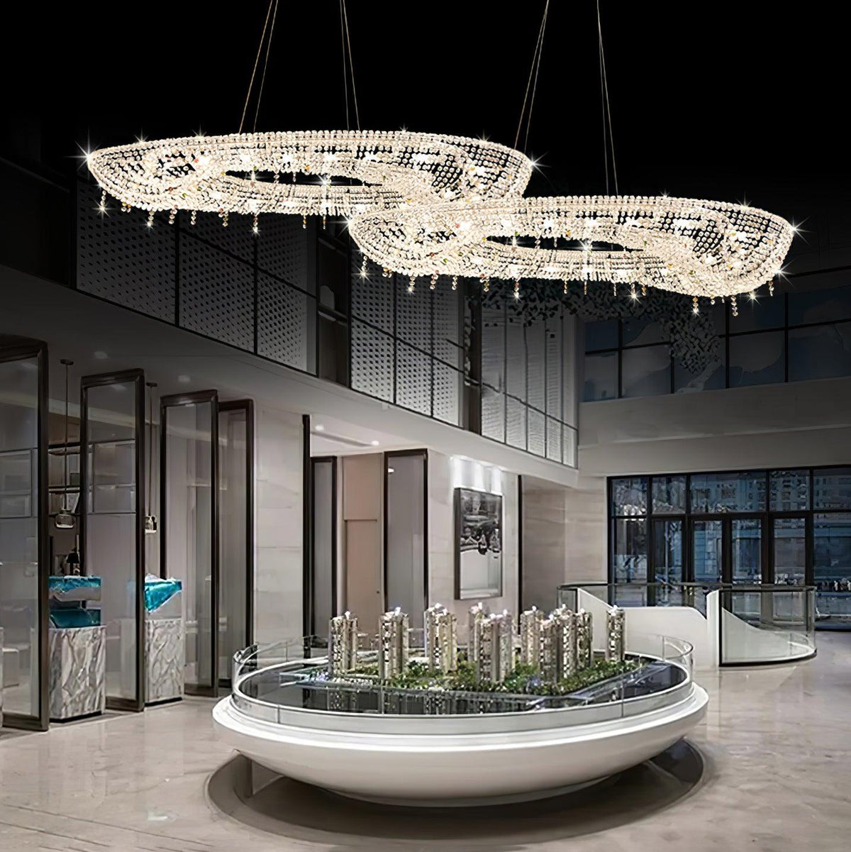 Round Crystal Chandelier, Dimmable LED