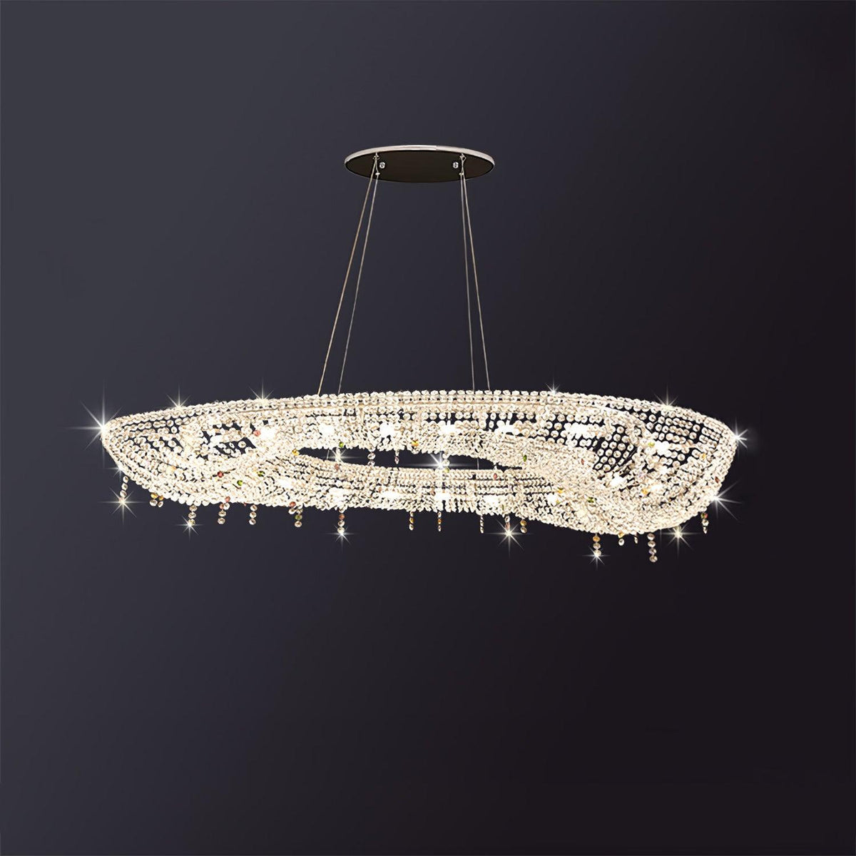 Round Crystal Chandelier, Dimmable LED