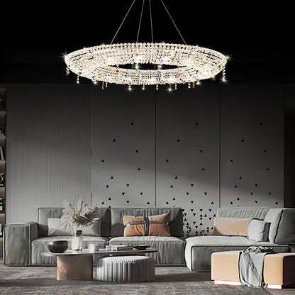 Round Crystal Chandelier, Dimmable LED
