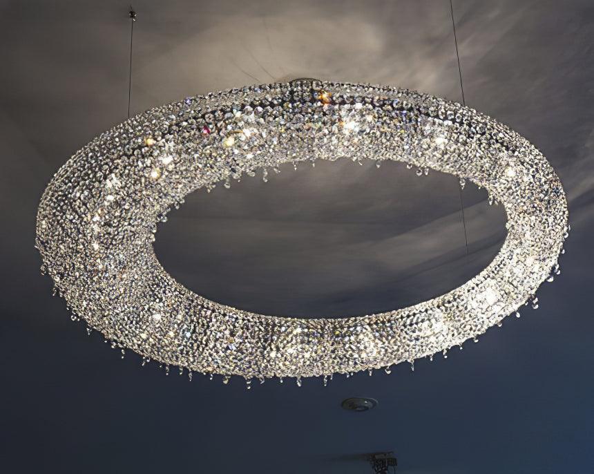 Round Crystal Chandelier, Dimmable LED