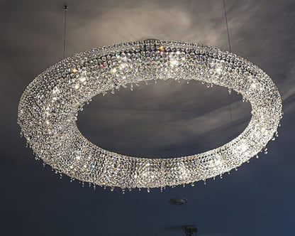 Round Crystal Chandelier, Dimmable LED