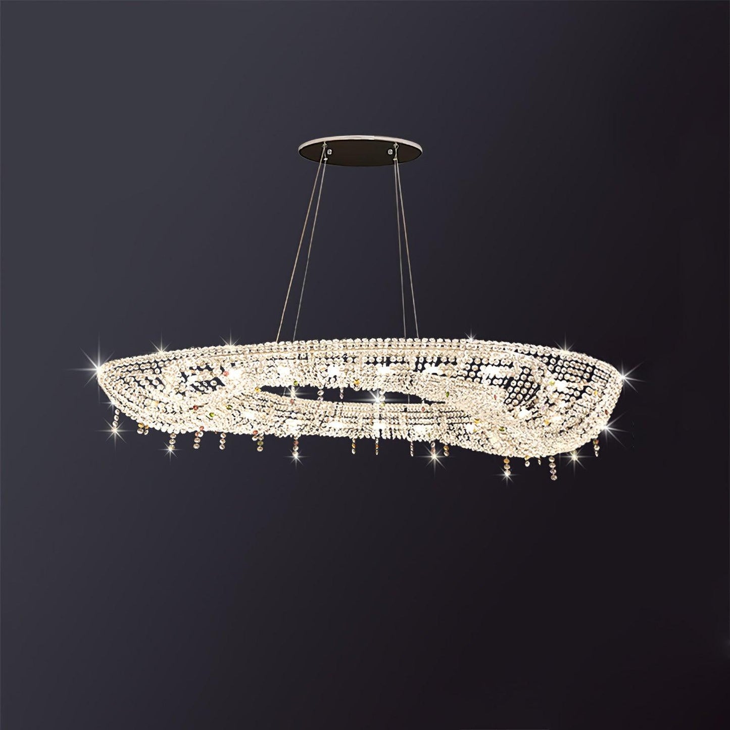Round Crystal Chandelier, Dimmable LED