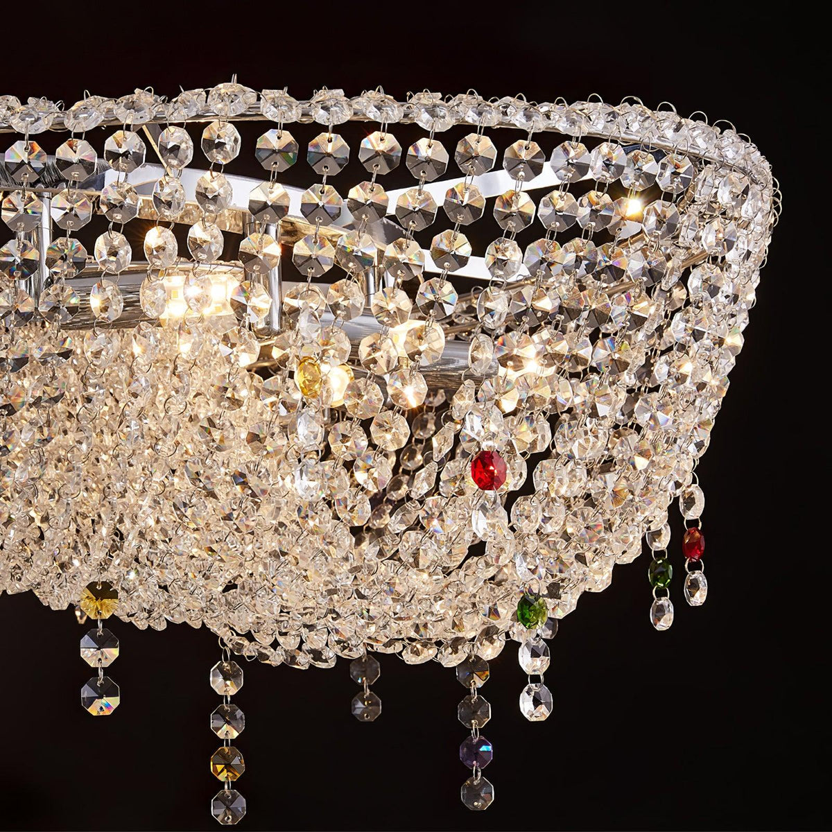 Round Crystal Chandelier, Dimmable LED