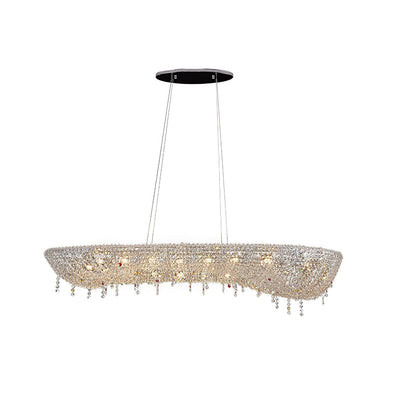 Round Crystal Chandelier, Dimmable LED — detail view