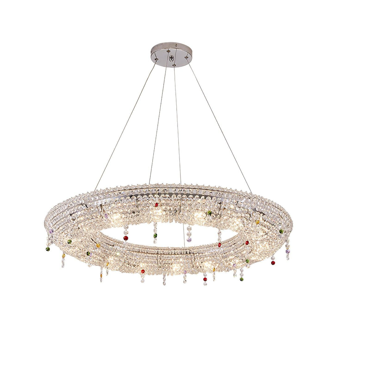Round Crystal Chandelier, Dimmable LED — side view