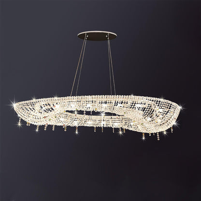 Round Crystal Chandelier, Dimmable LED