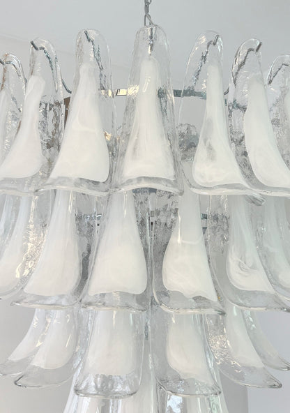 White Glass Petals Chandelier with Soft Illumination