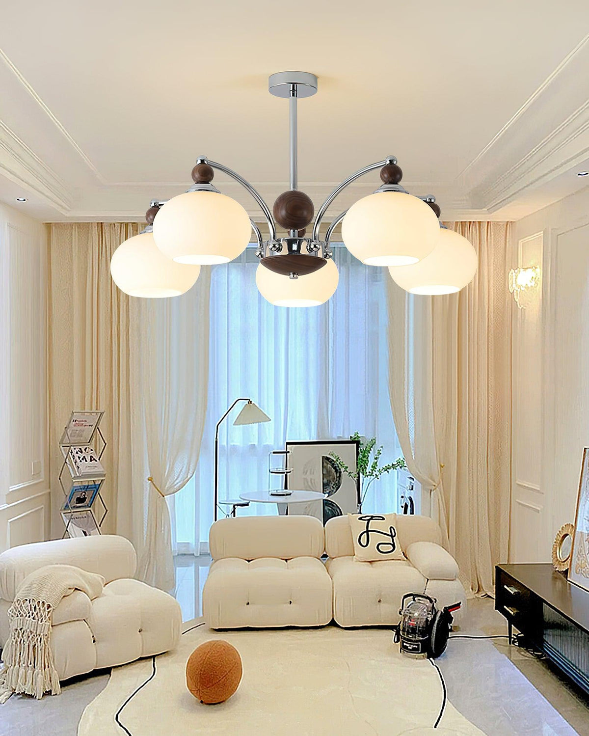 Noir Modern Chandelier with Adjustable Height — front view