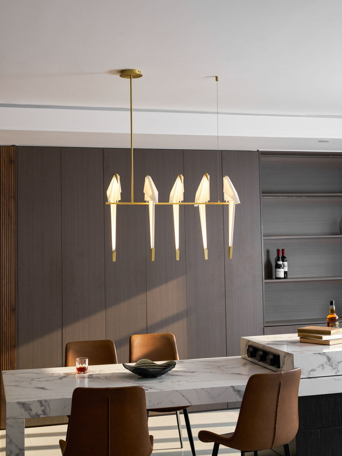 Paper Crane LED Chandelier with Warm Light