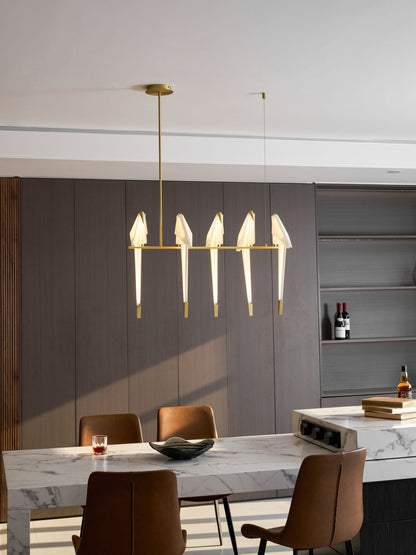 Paper Crane LED Chandelier with Warm Light