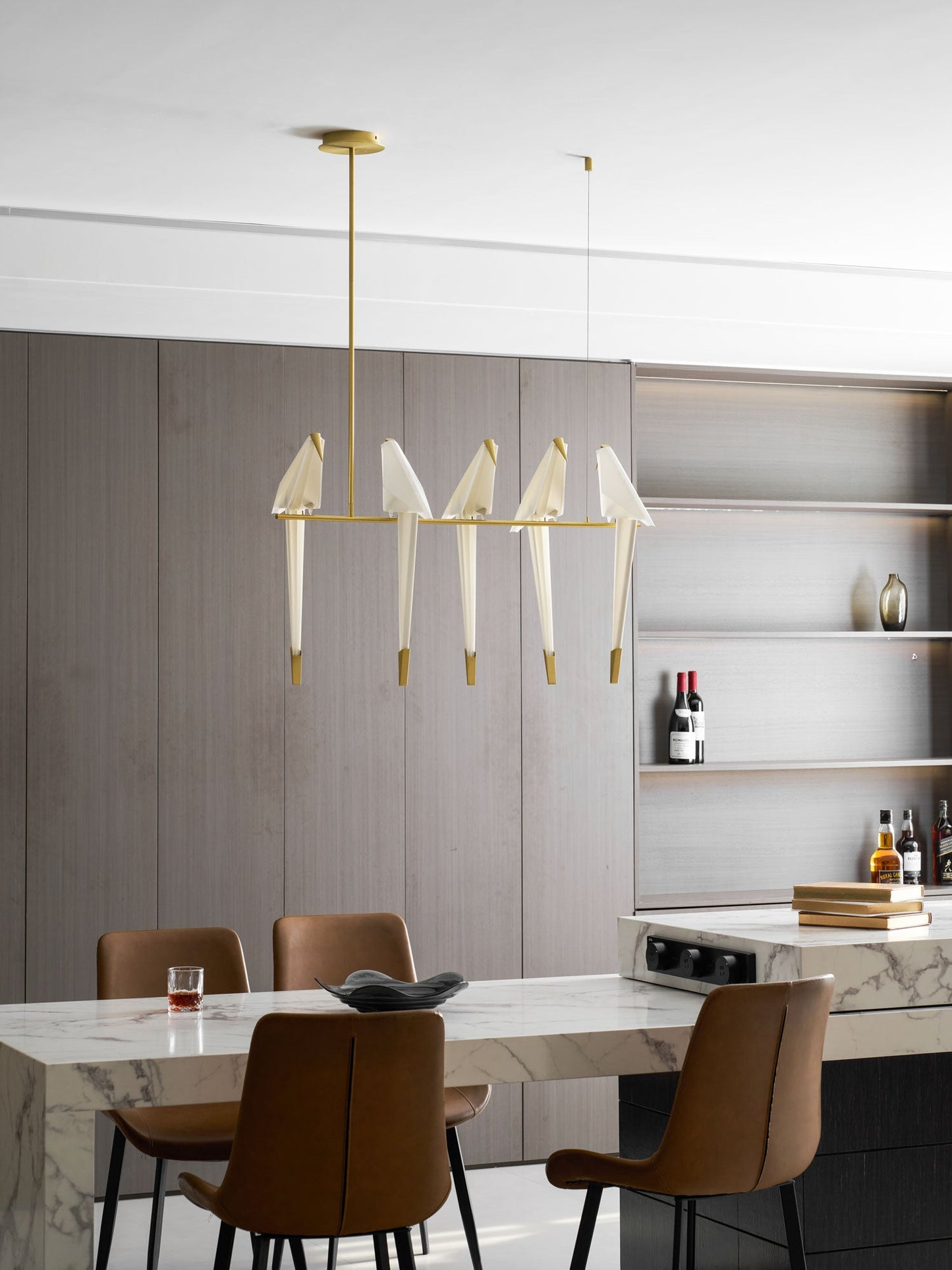 Paper Crane LED Chandelier with Warm Light