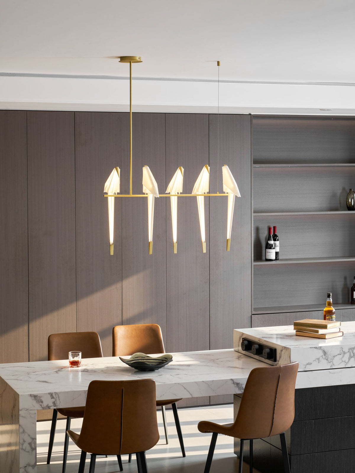 Paper Crane LED Chandelier with Warm Light