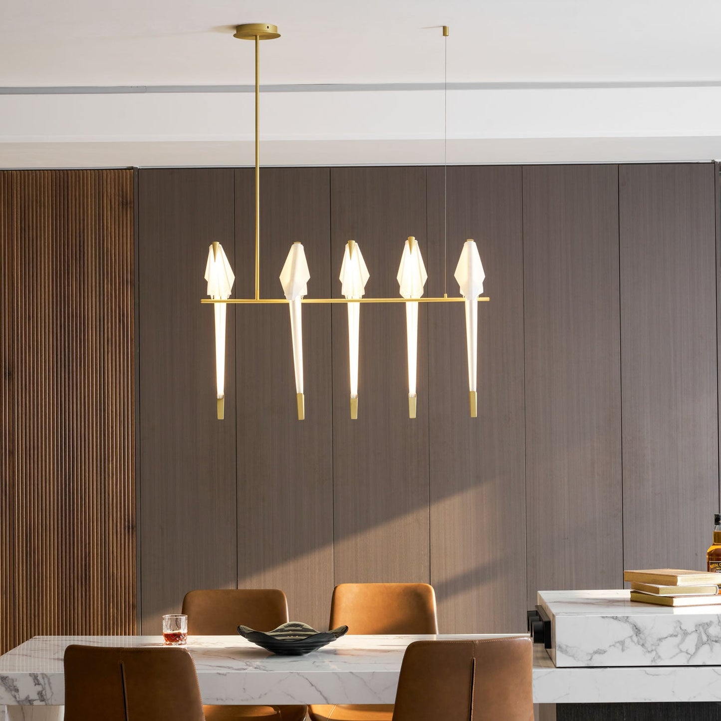 Paper Crane LED Chandelier with Warm Light