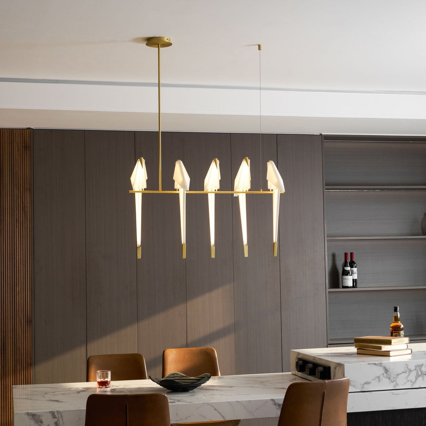Paper Crane LED Chandelier with Warm Light