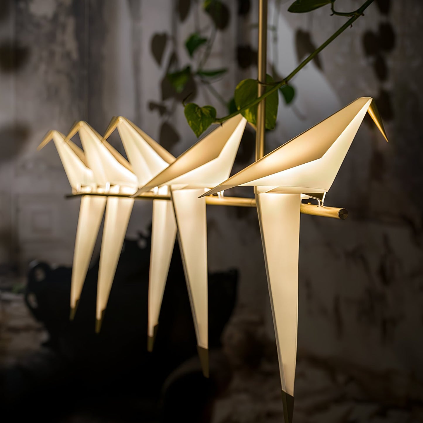Paper Crane LED Chandelier with Warm Light