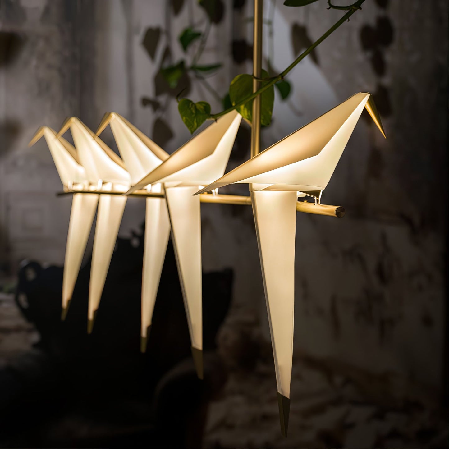Paper Crane LED Chandelier with Warm Light