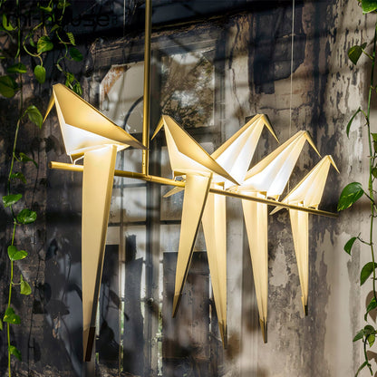 Paper Crane LED Chandelier with Warm Light